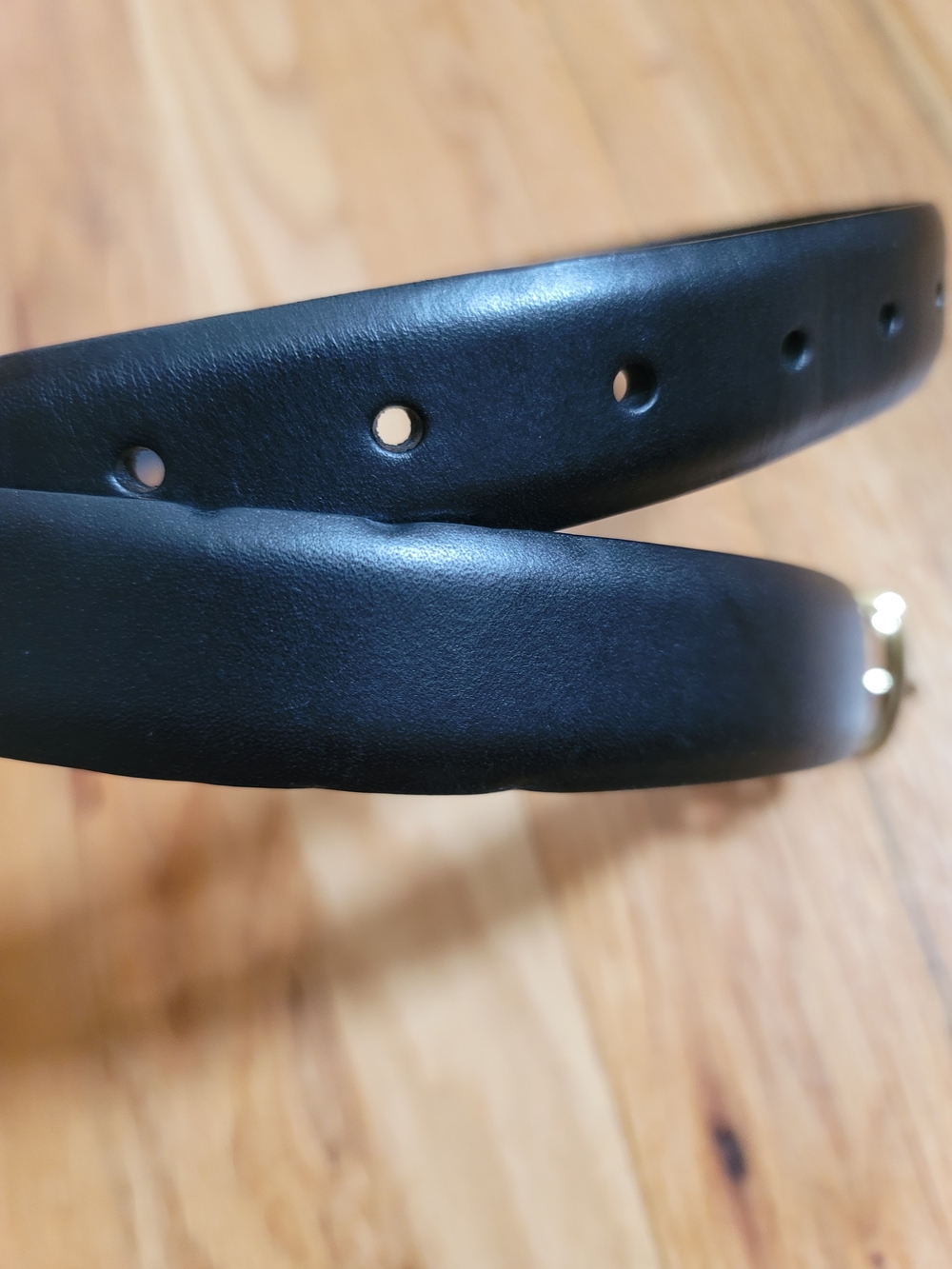 Madewell Sculpted Wavy-Buckle Belt Black Leather Gold Size S Pre-owned - Picture 4 of 10
